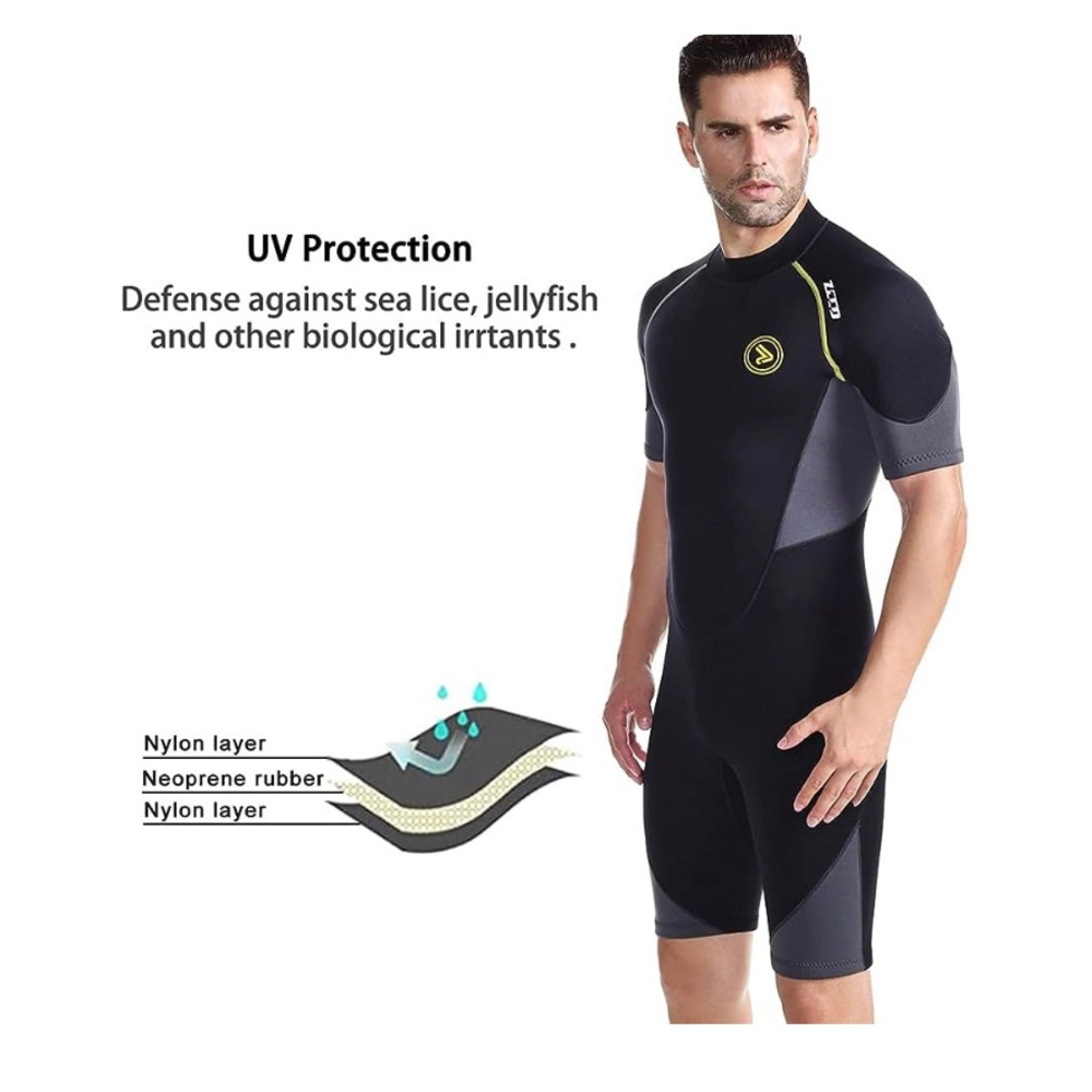 Wetsuit Shorty for Men 1.5mm/3mm Neoprene Back Zip Diving Surfing Snorkeling